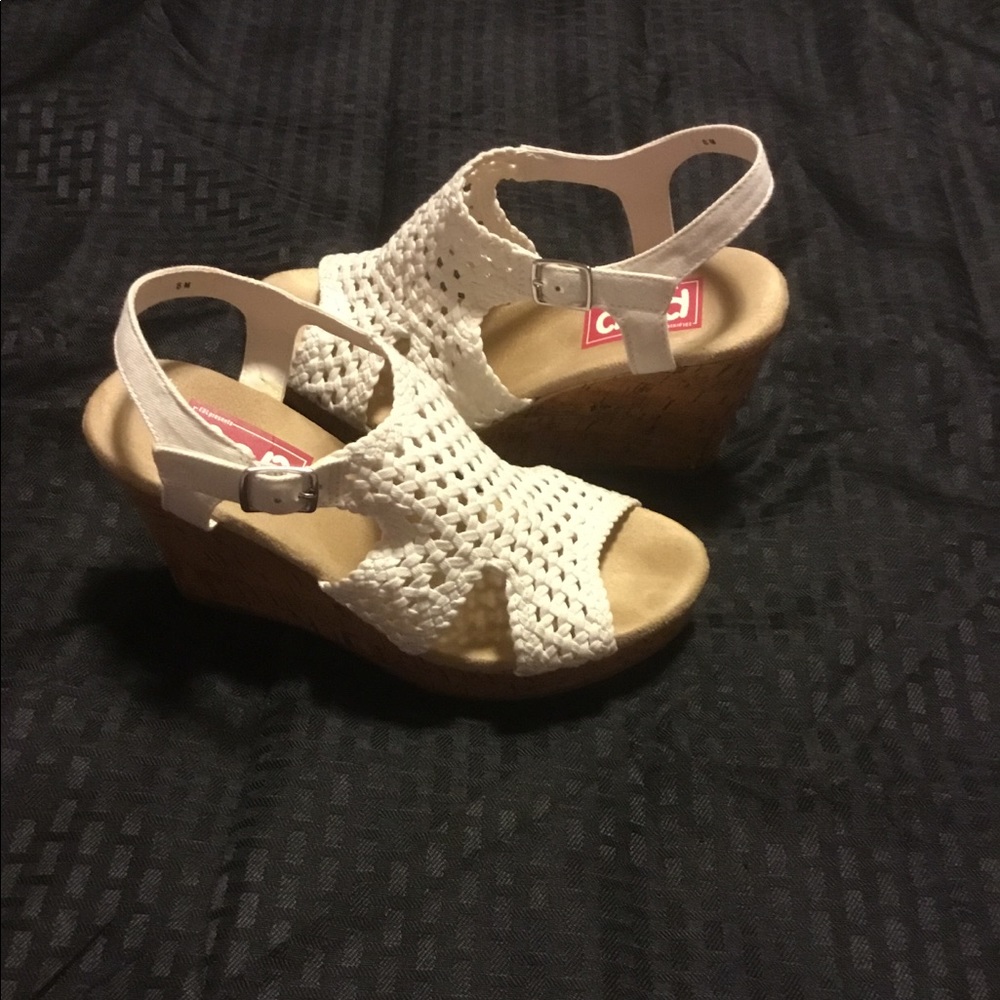 White Weave, Cork Wedge, Sandal